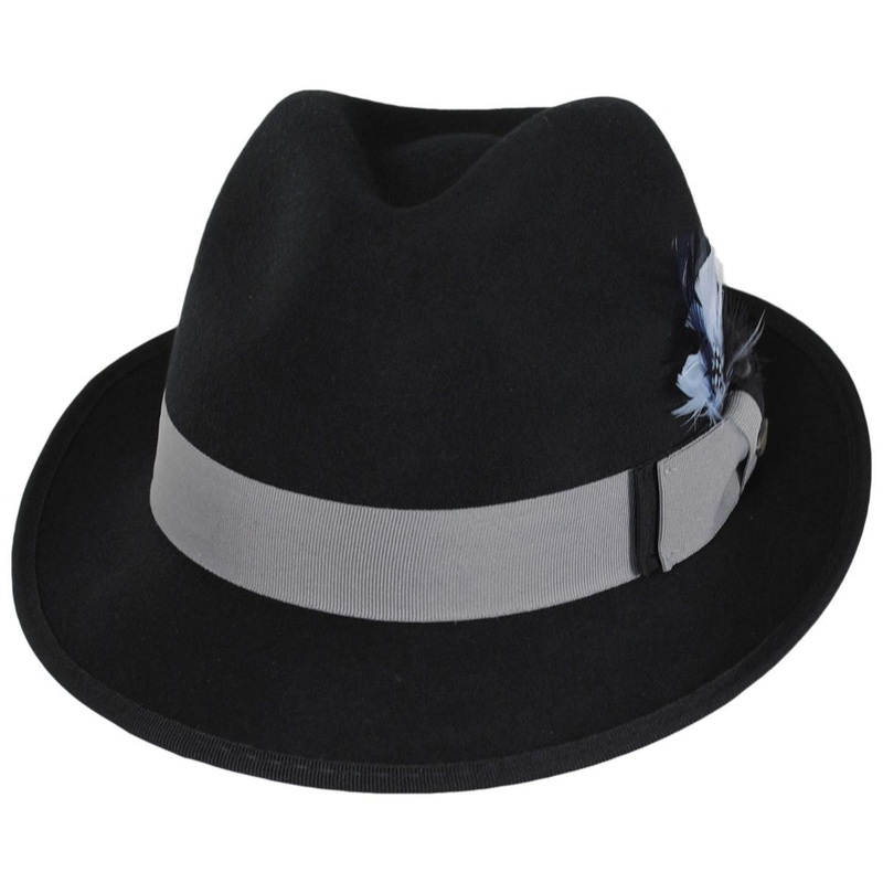 Wallen Crushable Wool Felt Fedora Hat BLACK S/M