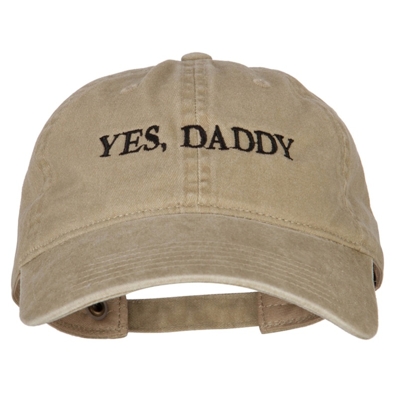 Yes Daddy Embroidered Unstructured Dyed Cotton Cap Khaki One Size
