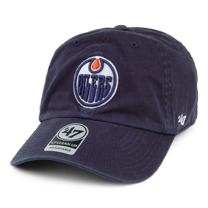 47 Brand Edmonton Oilers Baseball Cap – NHL Clean Up – Navy Blue Adjustable