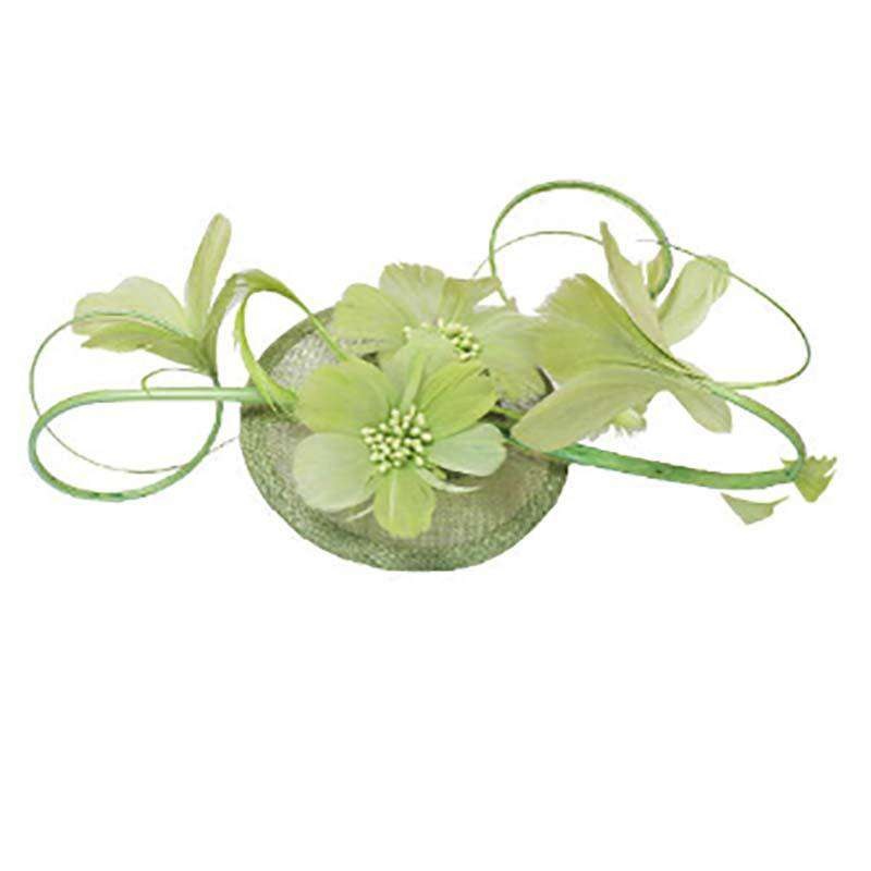 Feather Flower Stem Fascinator Lime
