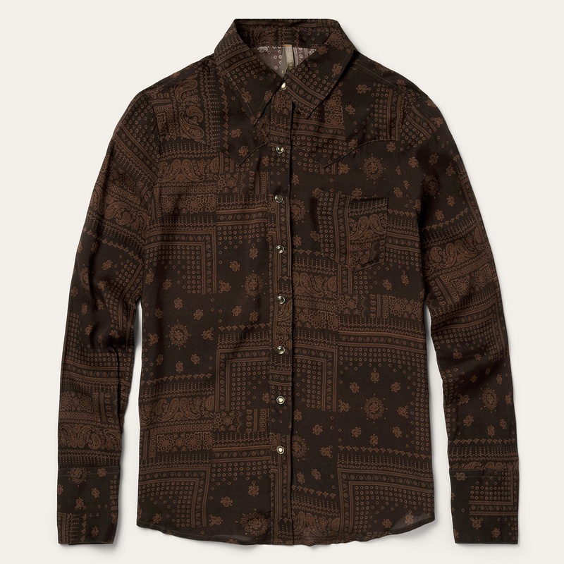 Patchwork Bandana Print Shirt Brown XS