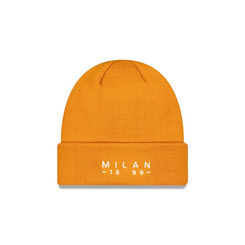 AC Milan Seasonal Orange Wordmark Cuff Knit Hat One Size
