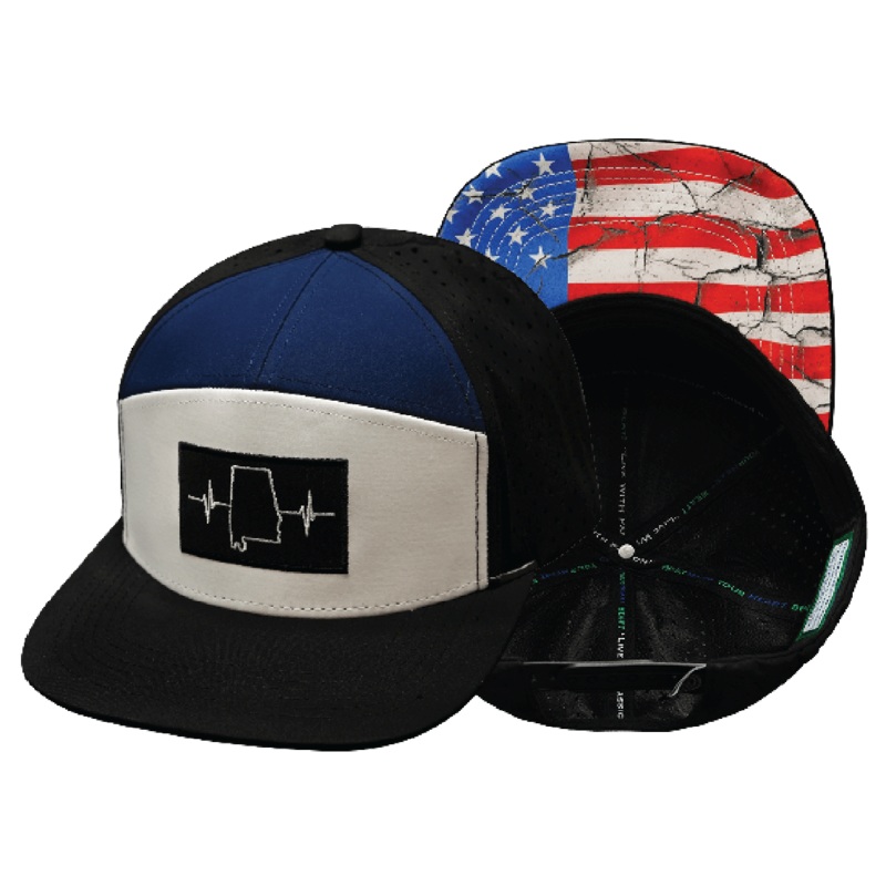 Alabama Hat – Flat Bill – Black / White / Navy – Laser Mesh