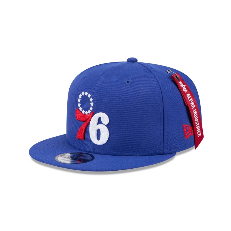 Alpha Industries x Philadelphia 76ers Blue 9FIFTY Snapback Hat One Size