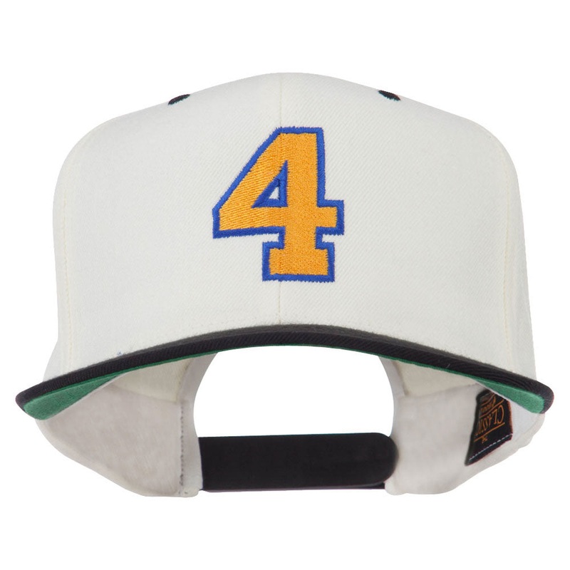 Athletic Number 4 Embroidered Classic Two Tone Cap Natural Black One Size