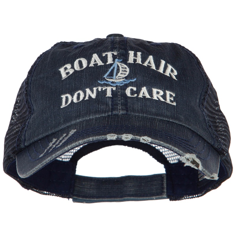 Boat Hair Don’t Care Embroidered Cotton Mesh Cap Navy One Size