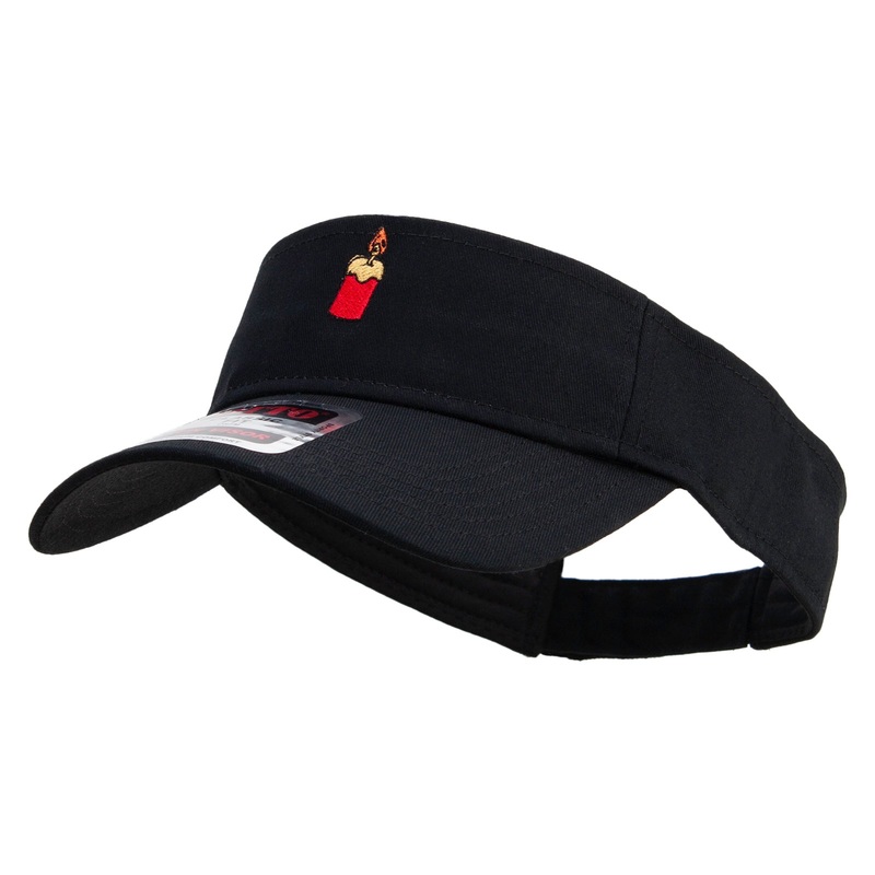 Christmas Celebration Candle Embroidered Cotton Twill Sun Visor Black One Size