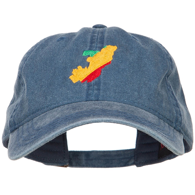 Congo Map Flag Embroidered Washed Cap Navy One Size