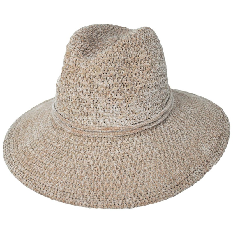 Double Chenille Knit Fedora Hat CAMEL ONE SIZE FITS MOST