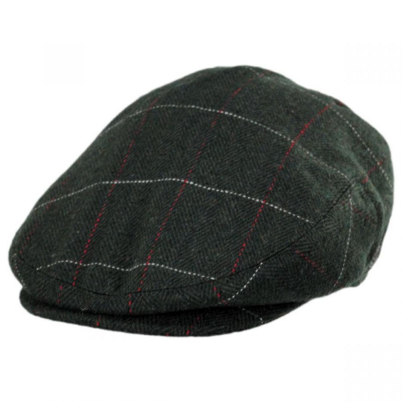 Gimlet Herringbone Plaid Wool Blend Ivy Cap OLIVE GREEN S