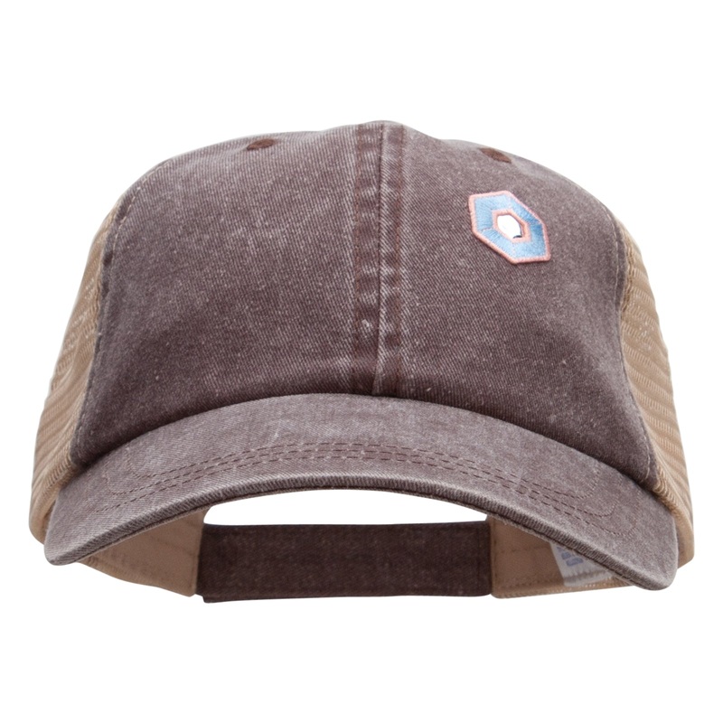 Hexagon with Mirror Center Patched Pigment Dyed Wash Caps Chocolate Tan One Size