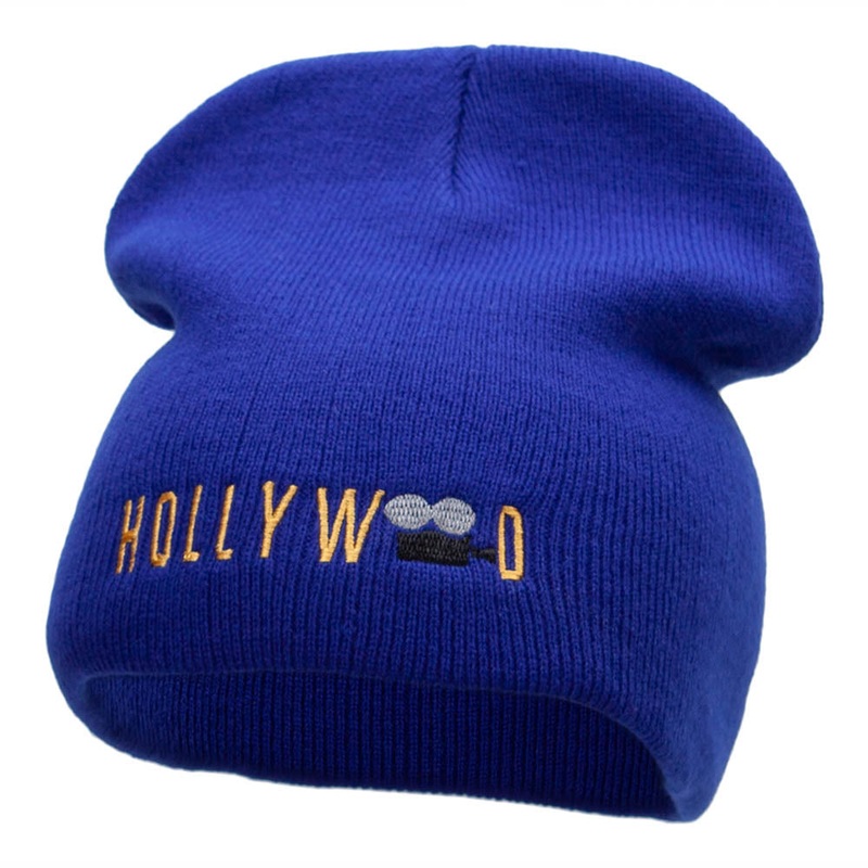 Hollywood Camera Embroidered Short Beanie Royal One Size