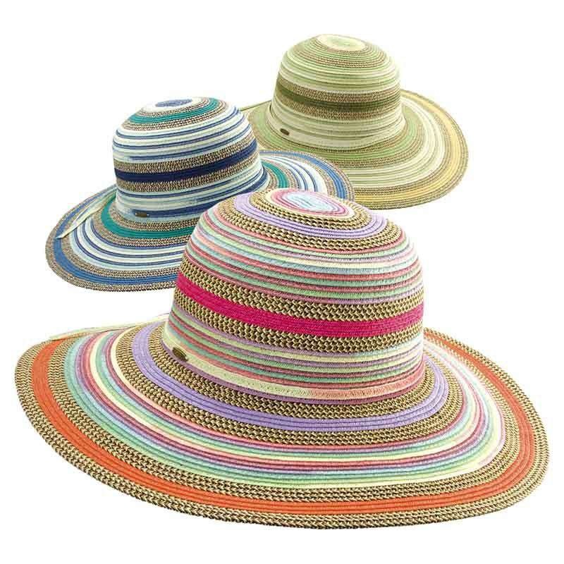 Multicolor Striped Braided Sun Hat – Scala Collezione Purple