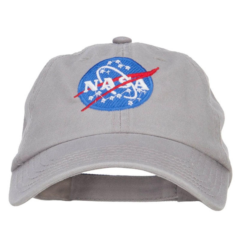 NASA Insignia Embroidered Garment Washed Cap Grey One Size