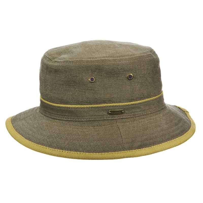 Oxford Bucket Hat with Contrast Trim – Stetson Hats Olive Medium