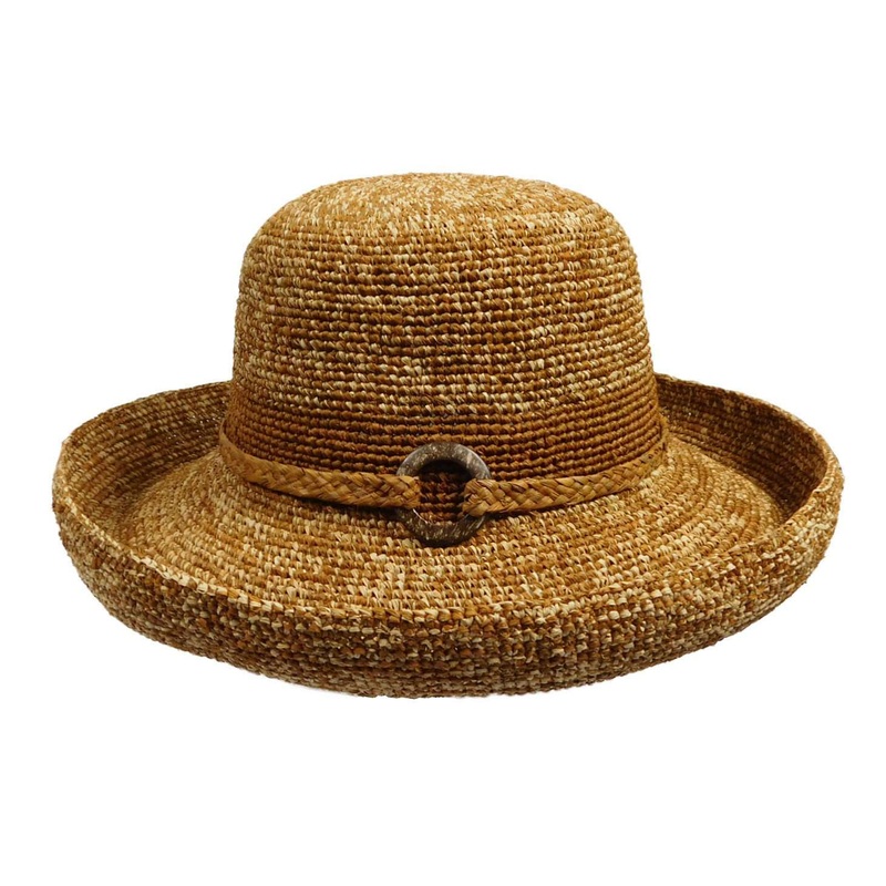Raffia Kettle Brim Hat Rust