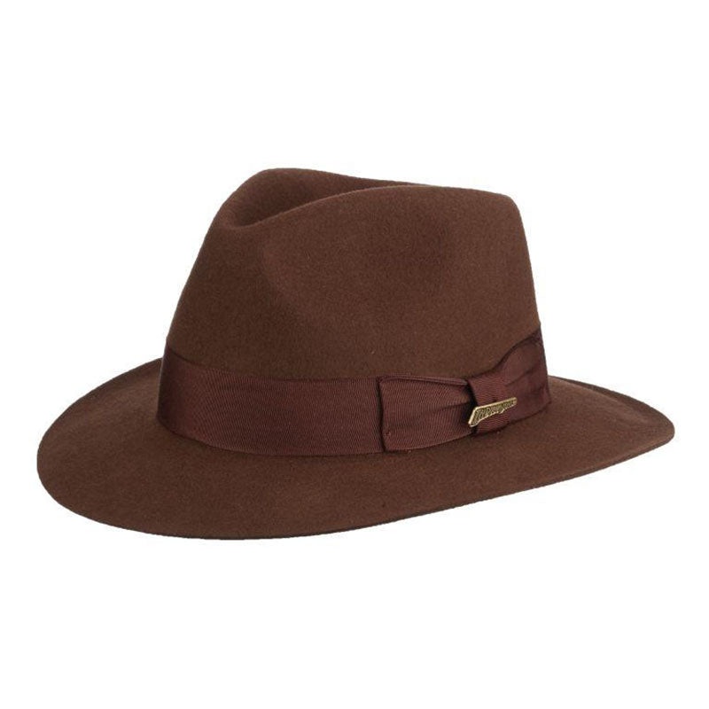 Satipo Wool Felt Fedora Hat with Raw Edge, up to 2XL – Indiana Jones Hat Brown Small (54.5 cm)