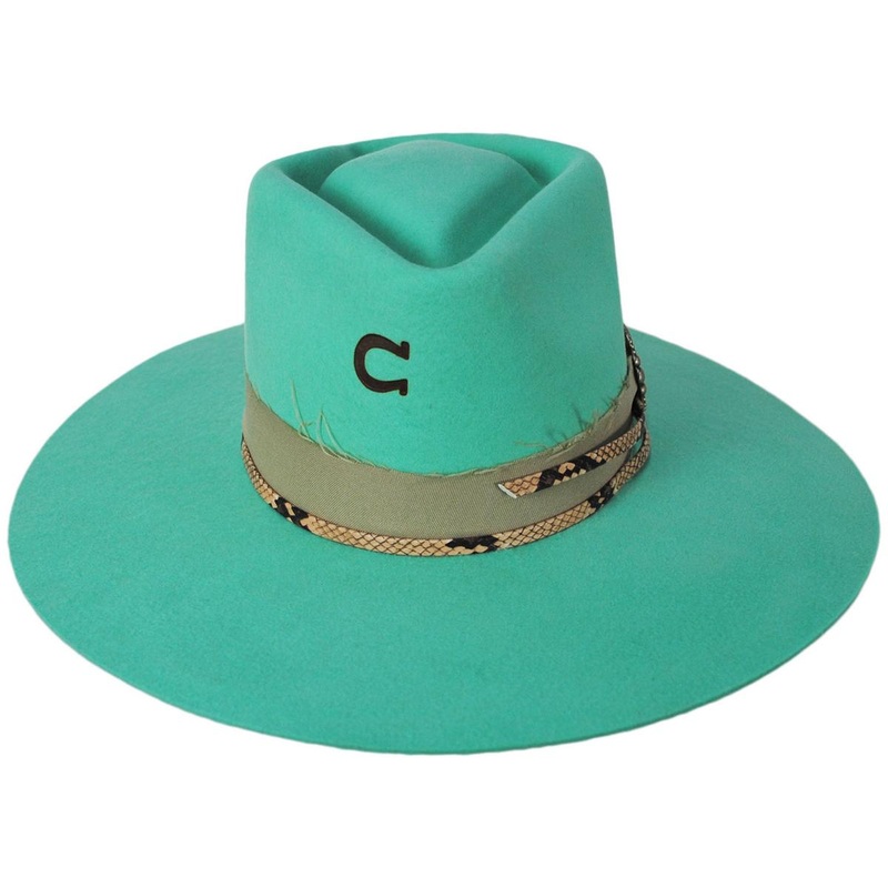 Spear Point Wool Felt Rancher Fedora Hat MINT S