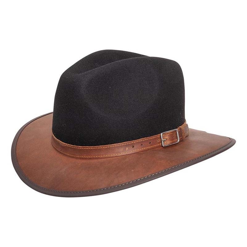 Summit Safari Wool and Leather Hat, Coal – American Outback Wool Hat Charcoal S (54-55 cm)