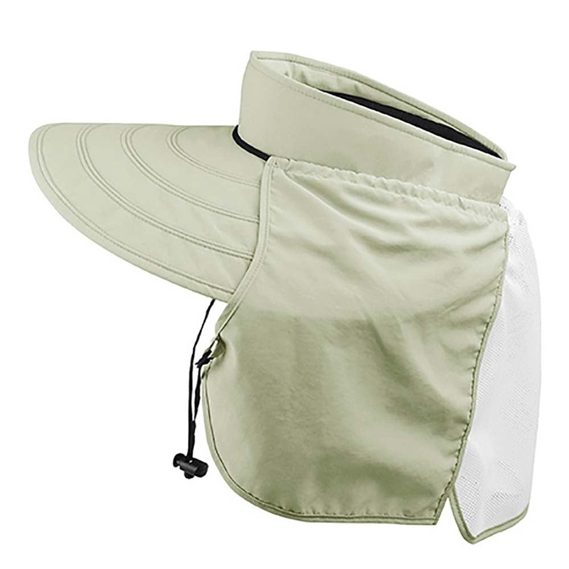 Taslon Large Bill Visor Hat with Detachable Neck Cape – Juniper UV Wear Khaki