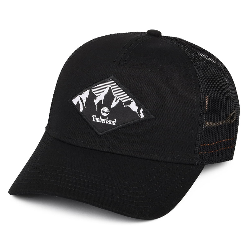 Timberland Hats Diamond Landscape Patch Trucker Cap – Black Adjustable