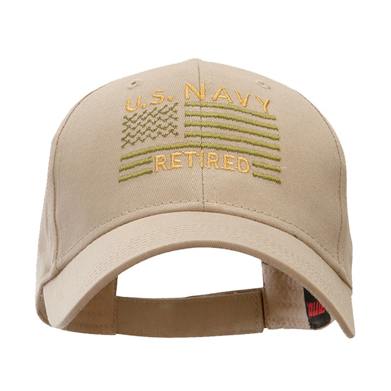 US Navy Retired Embroidered Low Profile Cotton Twill Cap Khaki One Size