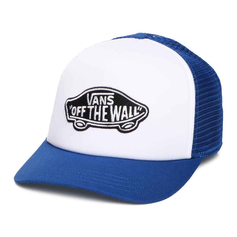 Vans Hats Classic Patch Curved Brim Trucker Cap – Blue-White Adjustable