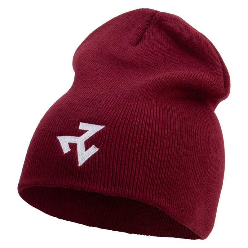 Wiccan Symbol Embroidered 8 inch Acrylic Short Blank Beanie Maroon One Size