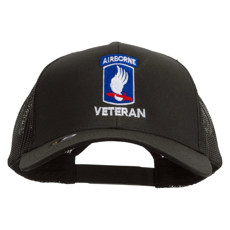 173rdth Airborne Brigade Combat Team Veteran Embroidered Solid Cotton Twill Mesh Prostyle Cap Charcoal One Size