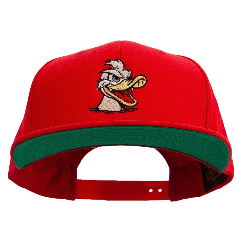 Angry Duck In Pond Embroidered Wool Blend Prostyle Snapback Red One Size