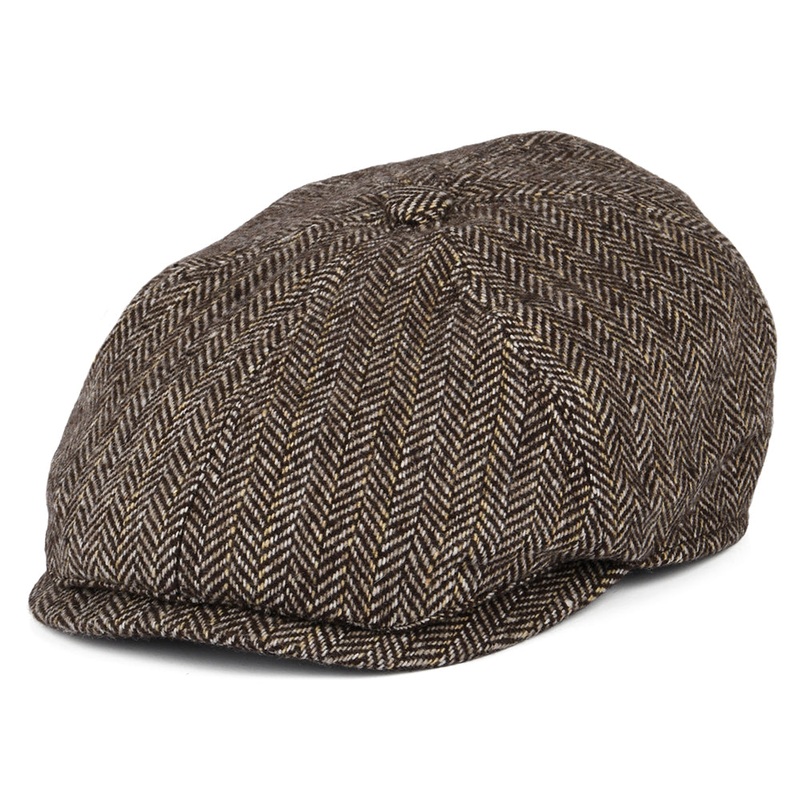 Barbour Hats Devon Herringbone Wool Blend Newsboy Cap – Brown S