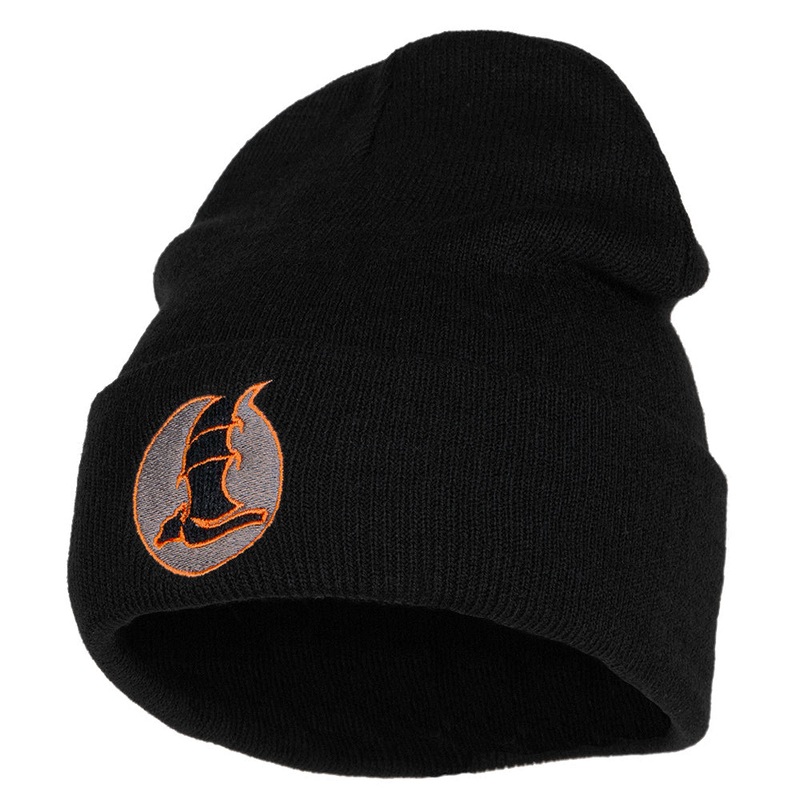 Bat Insignia Embroidered 12 Inch Long Knitted Beanie Black One Size
