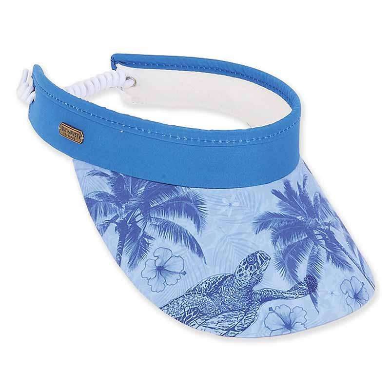Blue Turtle Cotton Sun Visor with Coil – Guy Harvey Navy