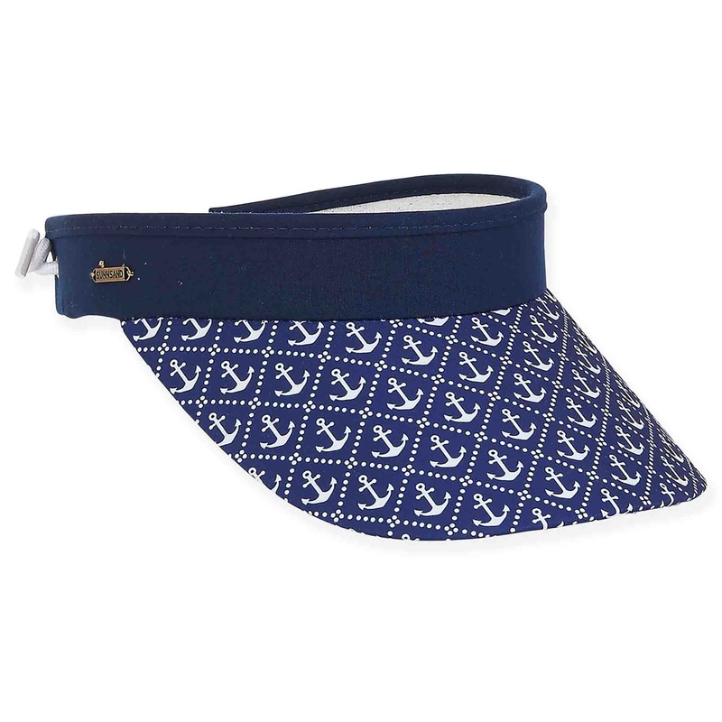 Bridgewater Anchor Print Spring Coil Sun Visor – Sun ‘N’ Sand Hat Navy OS