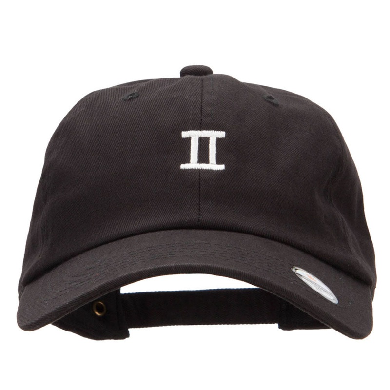 Gemini Zodiac Sign Embroidered Unstructured Cap Black One Size