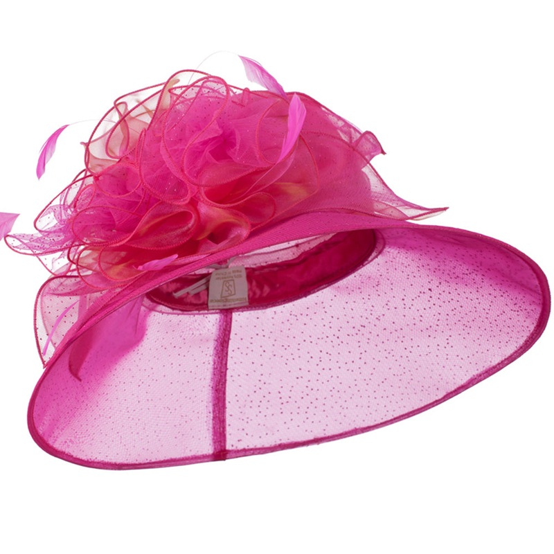 Glitter Bow Accent Organza Hat Black One Size