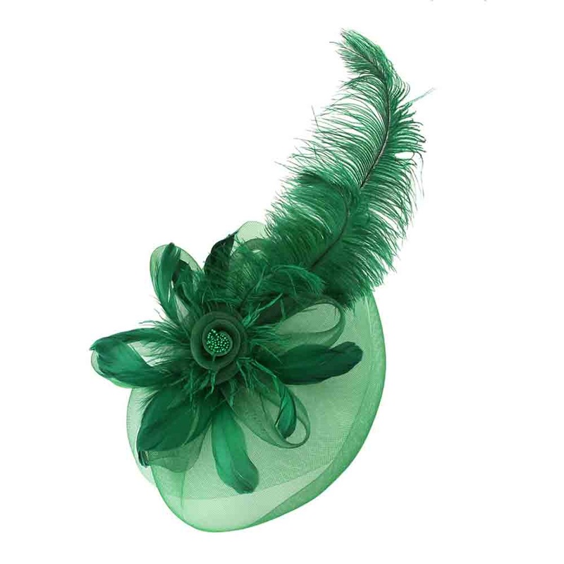 Large Ostrich Feather Fascinator – Sophia Collection Black
