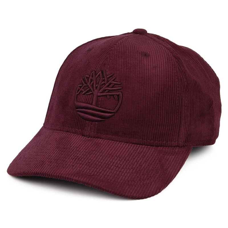 Timberland Hats Corduroy Logo Baseball Cap – Wine Adjustable