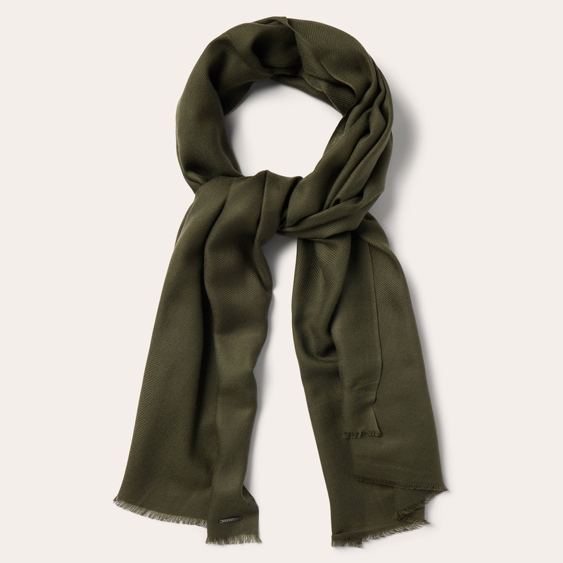 Wool Fringe Scarf Dark Olive O/S