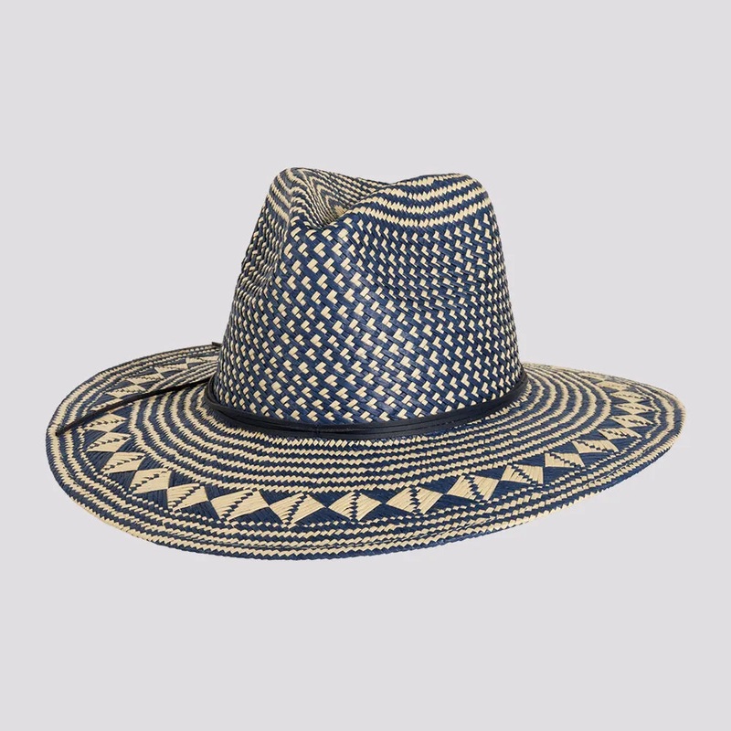 Eppie | Mens Two Tone Toyo Straw Sun Hat Natural & Navy OS