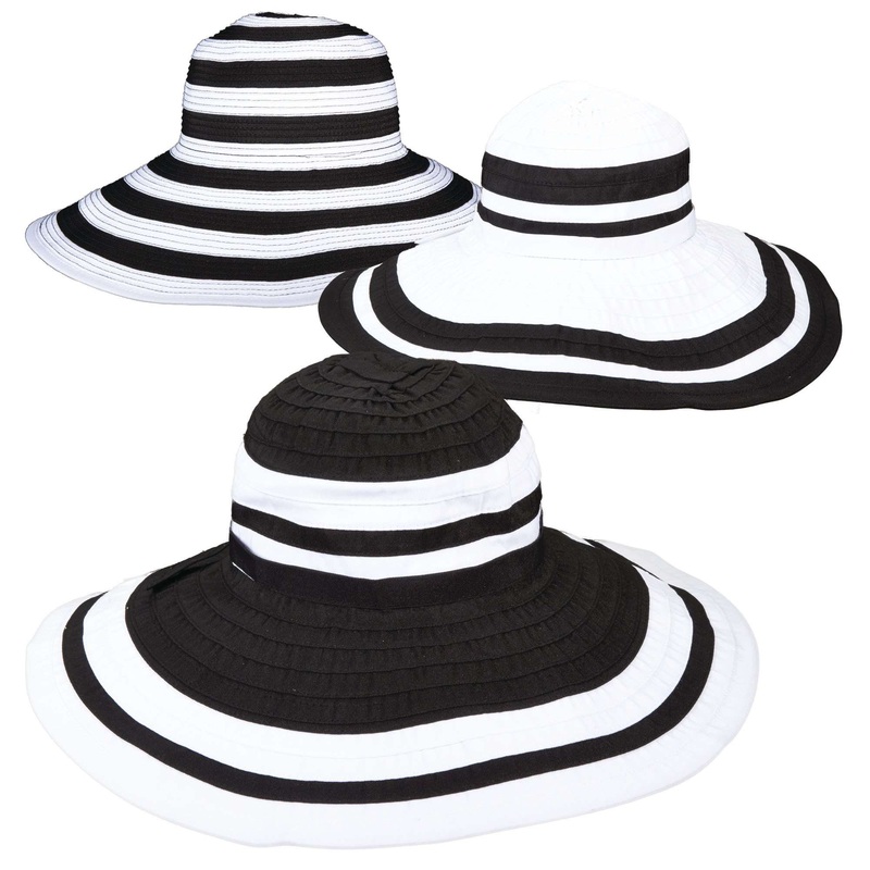 Large Brim Black and White Sun Hat – Scala Hats White