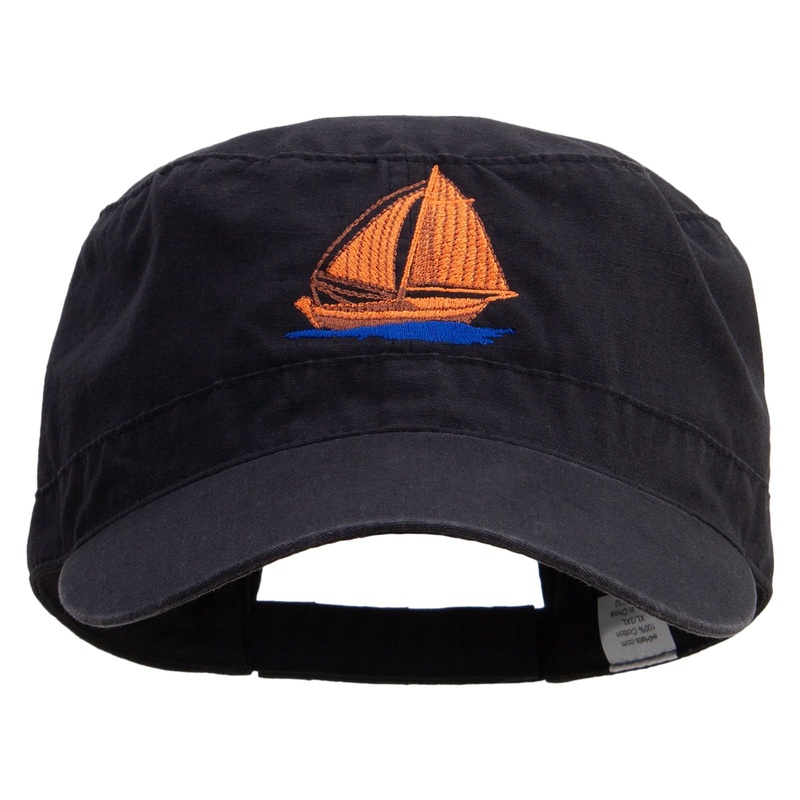 Orange Boat Embroidered Big Size Adjustable Ripstop Army Cap Black XL-3XL