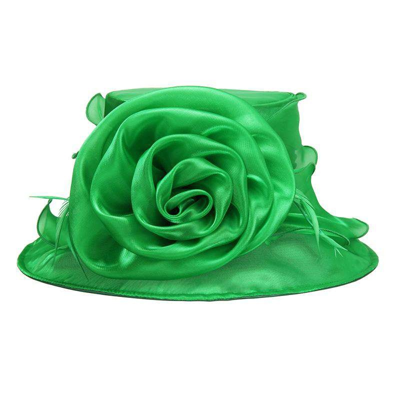 Organza Hat with Rose Green