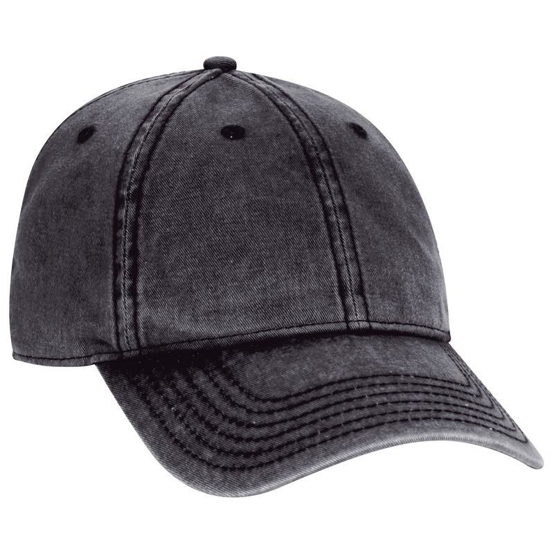OTTO CAP 6 Panel Low Profile Dad Hat, Snow Washed Cotton Twill – 18-1248 Black