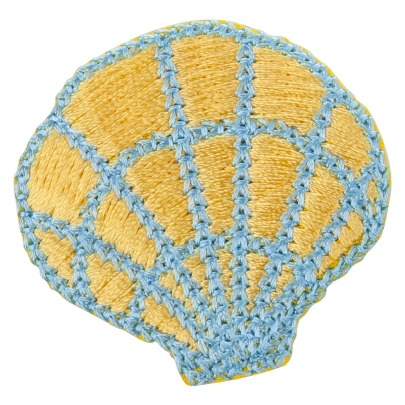 Pastel SeaShell Embroidered Patch Blue Yellow One Size