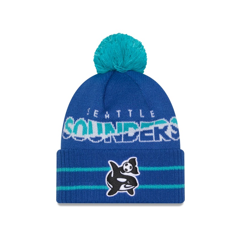 Seattle Sounders 2025 Jersey Hook Blue Pom Knit Hat One Size
