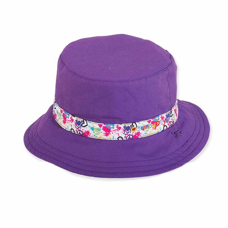 Small Heads Peace Splatter Reversible Cotton Bucket Hat – Sunny Dayz Purple M/L (55 cm)