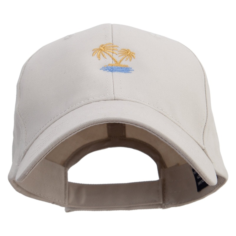 Summer Emblem with Palm Trees Embroidered Low Profile Organic Cotton Cap Stone One Size
