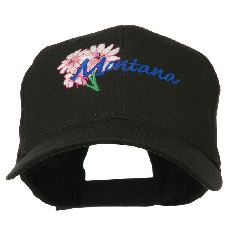 USA State Montana Bitter Root Embroidered Low Profile Cap Black One Size