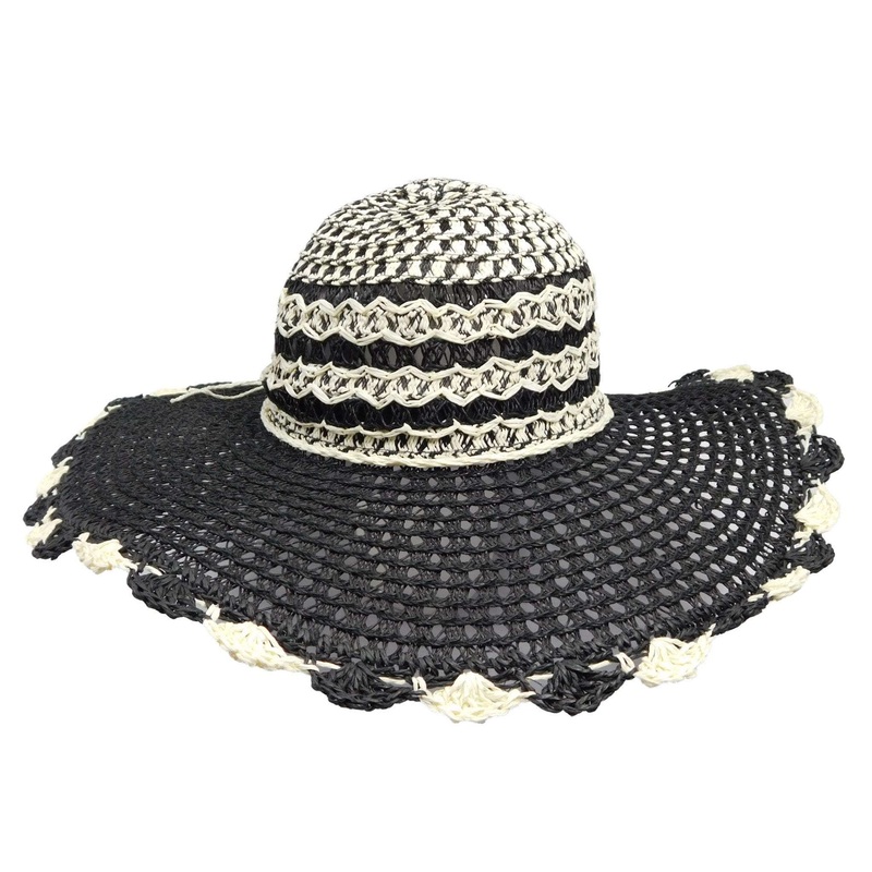 Black and Cream Criss Cross Sun Hat